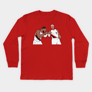 Dame Checks Josh Hart's Watch Kids Long Sleeve T-Shirt